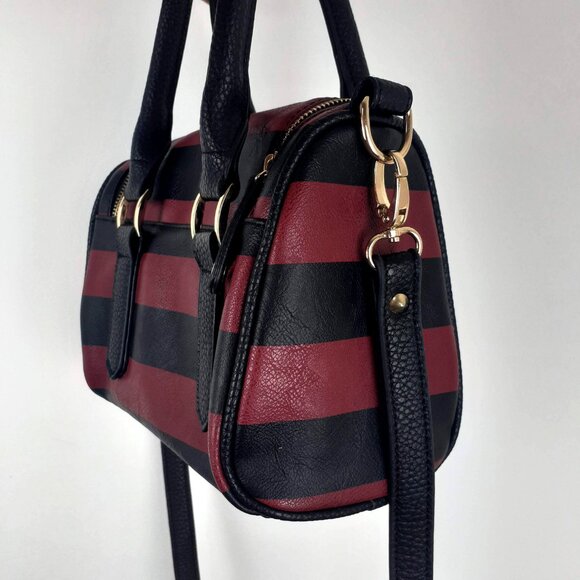 Harry Potter Gryffindor Handbag Maroon Black Striped. Hogwarts Crest Crossbody - Picture 8 of 13